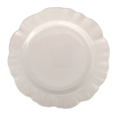White Scalloped Stoneware Salad Plate