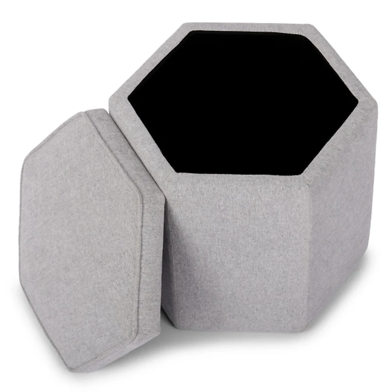 Gray Upholstered Greyson Storage Ottoman