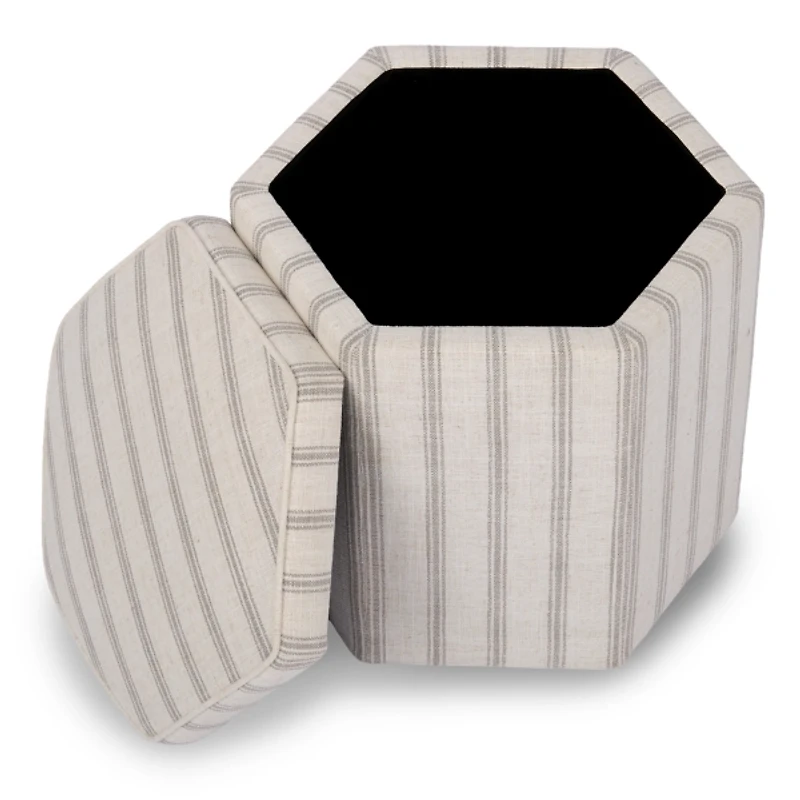 Striped Upholstered Greyson Storage Ottoman