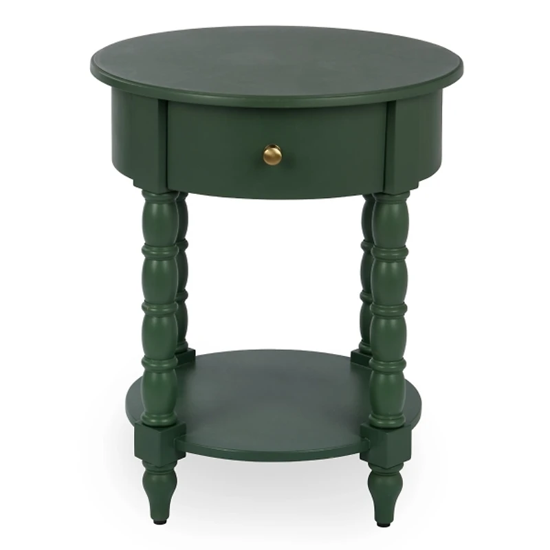 Palmer Green Wood Round Charging End Table