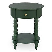 Palmer Green Wood Round Charging End Table