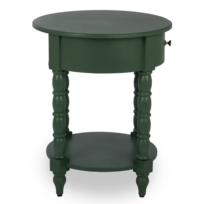Palmer Green Wood Round Charging End Table