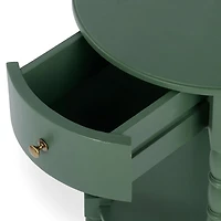 Palmer Green Wood Round Charging End Table