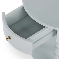 Palmer Mist Blue Wood Round Charging End Table