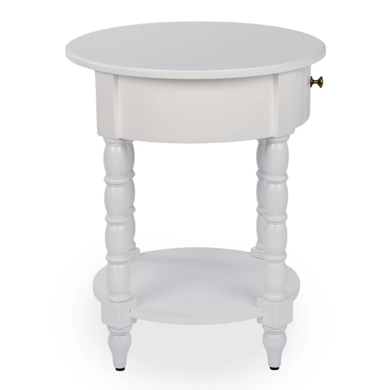 Palmer White Wood Round Charging End Table