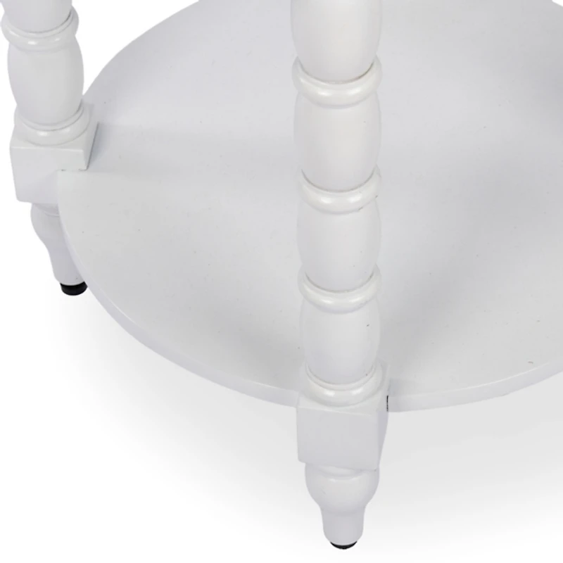 Palmer White Wood Round Charging End Table