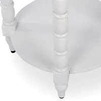 Palmer White Wood Round Charging End Table