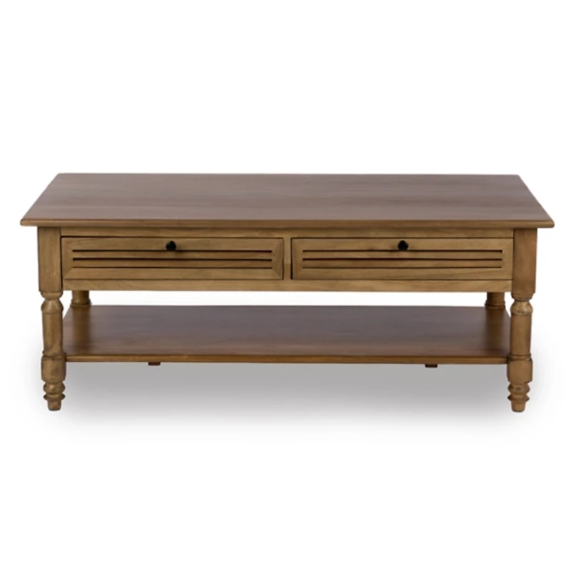 Asher Brown Wood 2-Drawer Coffee Table