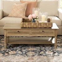Asher Brown Wood 2-Drawer Coffee Table
