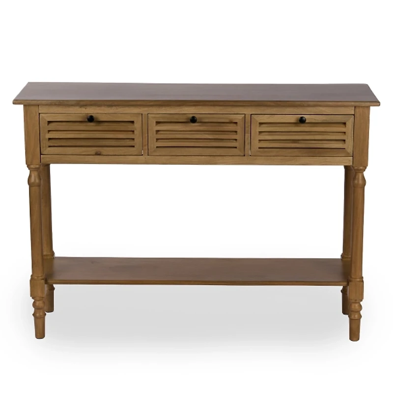Asher Brown Wood 3-Drawer Console Table