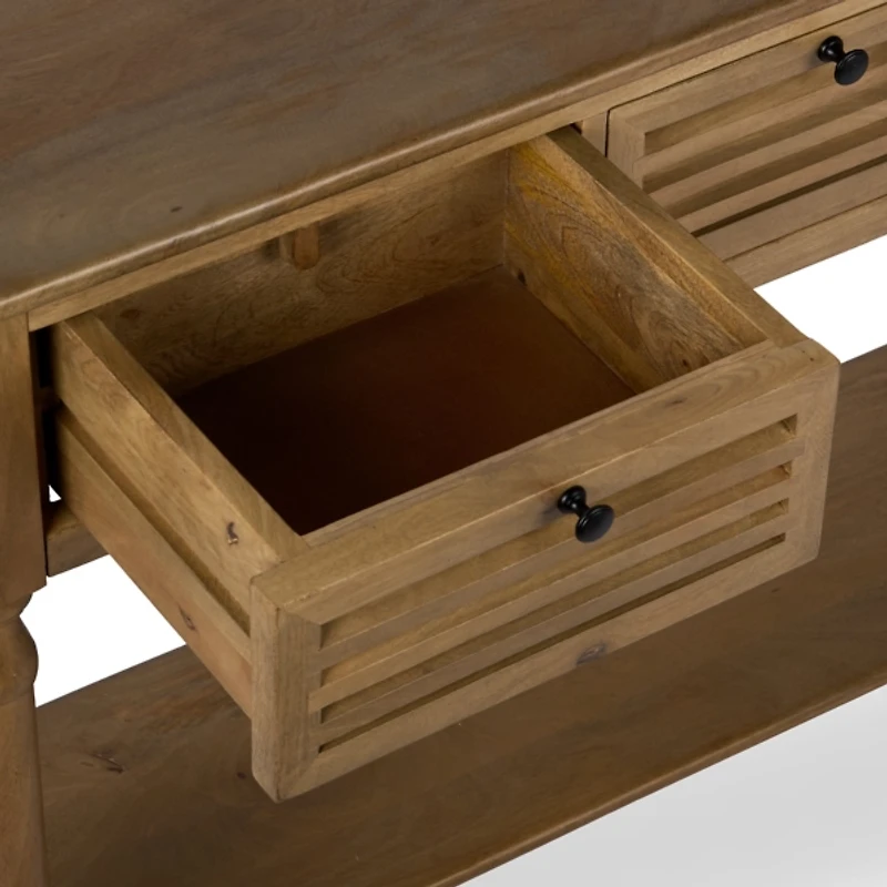 Asher Brown Wood 3-Drawer Console Table