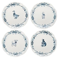 Blue Easter Animals Toile Salad Plates, Set of 2