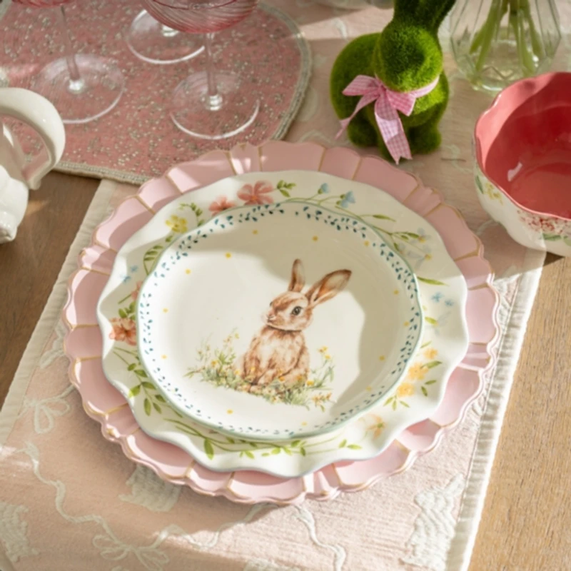 Sweet Bunny Scalloped Salad Plates, Set of 4