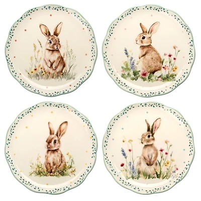 Sweet Bunny Scalloped Salad Plates, Set of 4