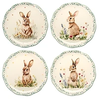 Sweet Bunny Scalloped Salad Plates, Set of 4