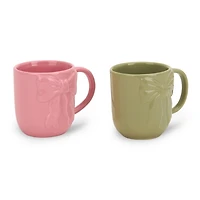 Embossed Bow Ceramic Mugs
