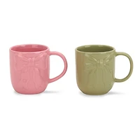 Embossed Bow Ceramic Mugs