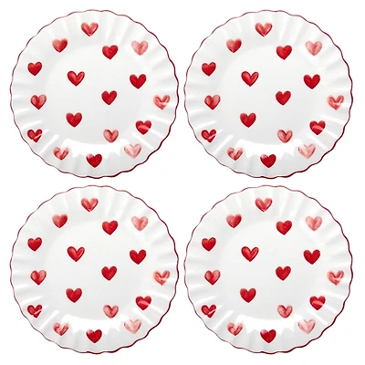 Scalloped Heart Salad Plates, Set of 4