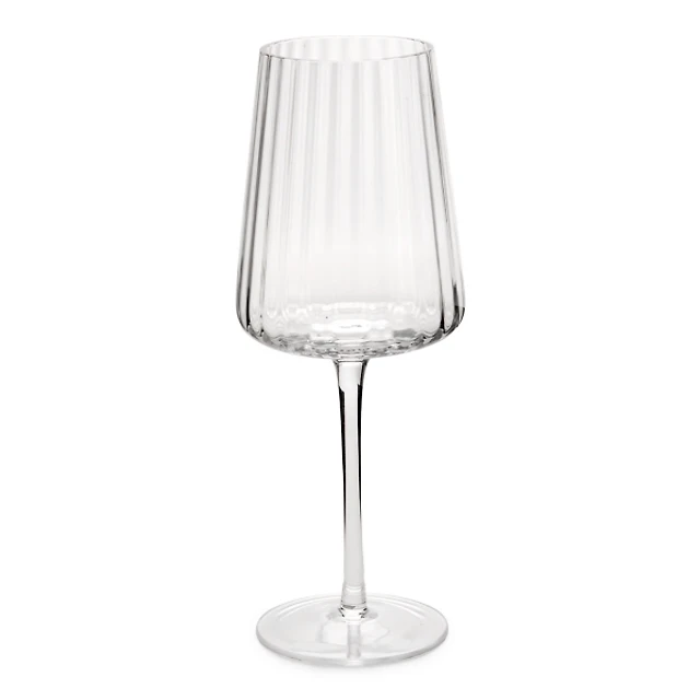 Clear Ribbed Wine Glass