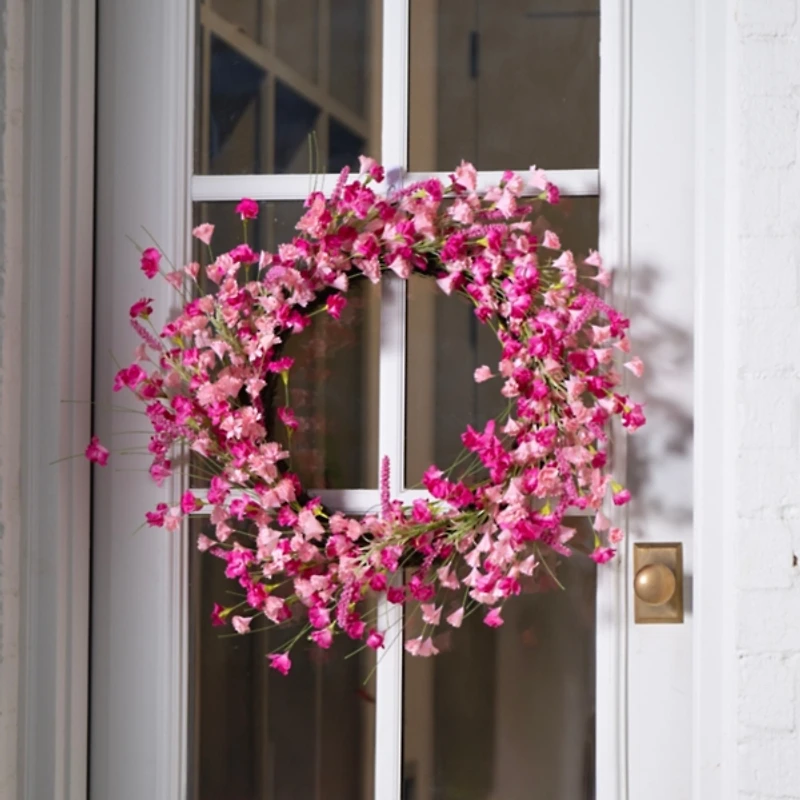 Pink Mixed Floral Spring Wreath