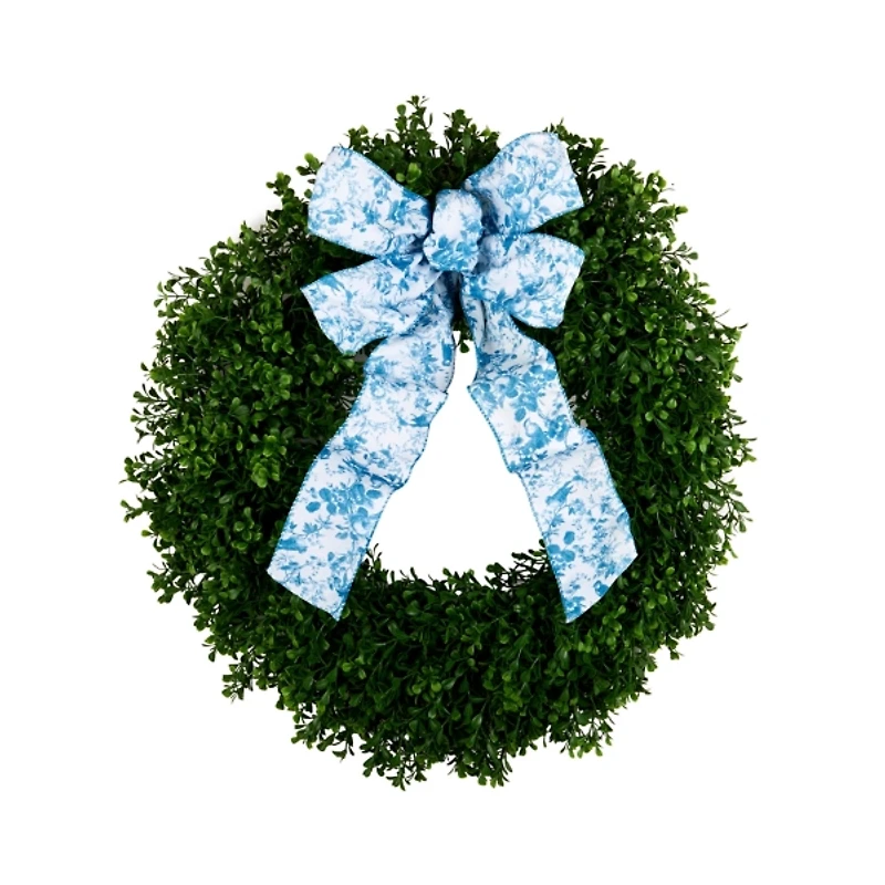 Boxwood Toile Bow Wreath