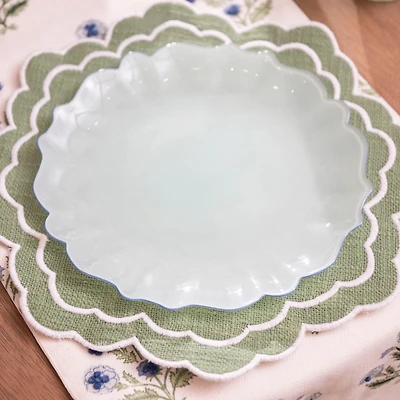 Seafoam Glass Scalloped Dinner Plate