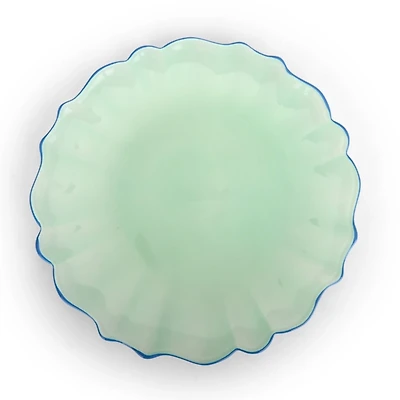 Seafoam Glass Scalloped Dinner Plate