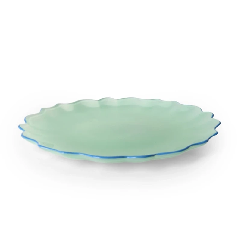 Seafoam Glass Scalloped Salad Plate