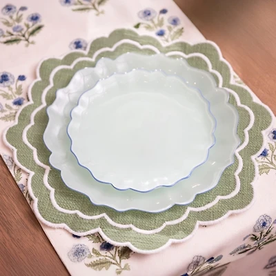 Seafoam Glass Scalloped Salad Plate