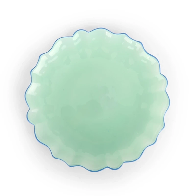 Seafoam Glass Scalloped Salad Plate