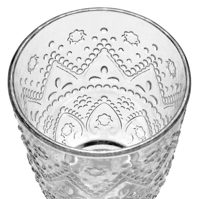 Short Clear Embossed Glass Tumblers, Set of 4