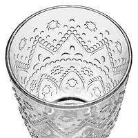 Short Clear Embossed Glass Tumblers, Set of 4