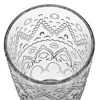 Tall Clear Embossed Glass Tumblers, Set of 4