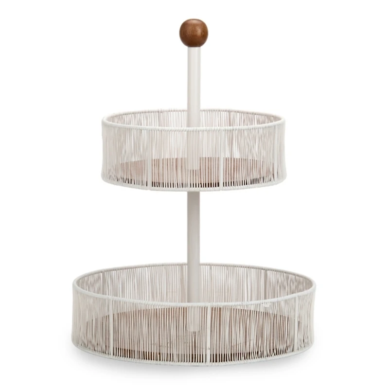 White Wire 2-Tiered Serving Tray