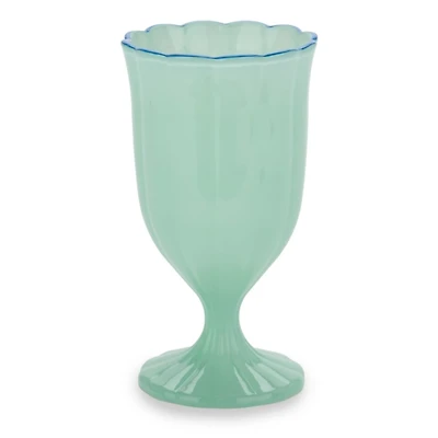 Seafoam Glass Scalloped Wine Glass