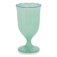 Seafoam Glass Scalloped Wine Glass