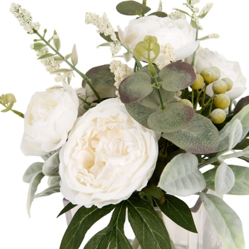 White Peony Lambs Ear Arrangement