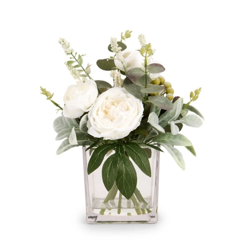 White Peony Lambs Ear Arrangement