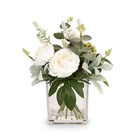 White Peony Lambs Ear Arrangement