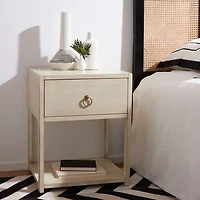 Safavieh Sadie Antique White Nightstand with Shelf