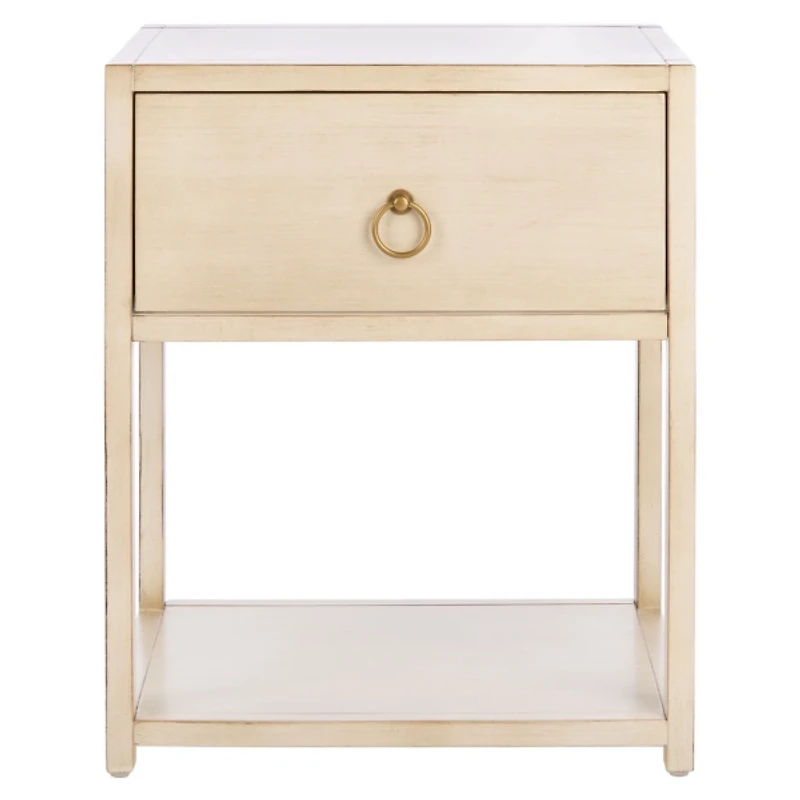 Safavieh Sadie Antique White Nightstand with Shelf