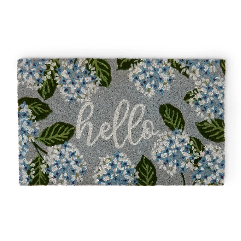 Hello Blue Hydrangeas Doormat