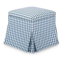 Blue Gingham Skirted Storage Ottoman