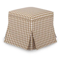 Taupe Gingham Skirted Storage Ottoman