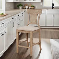 Duncan Upholstered Natural Wood Counter Stool