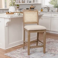 Emerson Cane Upholstered Counter Stool