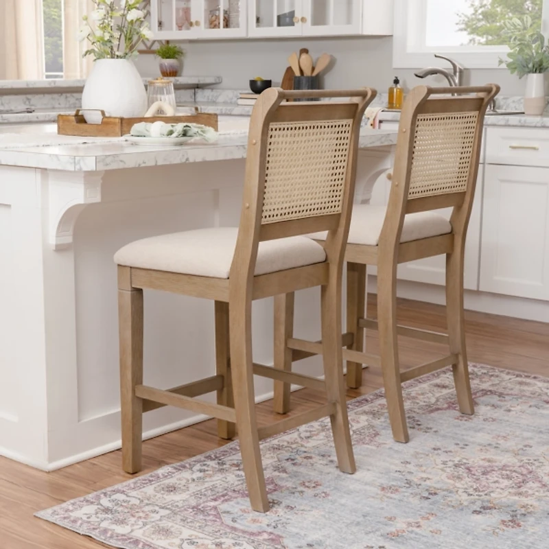 Emerson Cane Upholstered Counter Stool