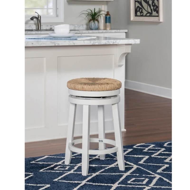 Maya Seagrass White Swivel Counter Stool