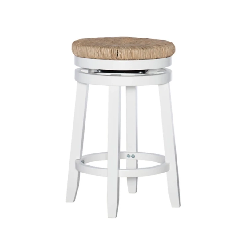 Maya Seagrass White Swivel Counter Stool