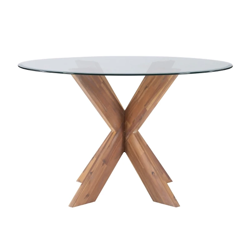 Auden Glass and Natural Wood Round Dining Table